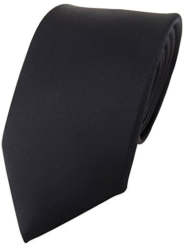 TigerTie Satin Seidenkrawatte in schwarz einfarbig Uni - Krawatte 100% Seide