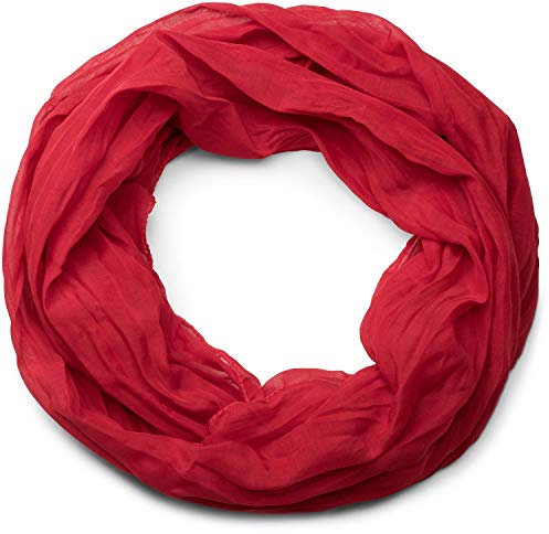 styleBREAKER leichter unifarbener Loop Schlauchschal | Sommerschal aus fließendem Material | Seidiges Halstuch für Damen & Herren | Weich, Luftig & Modisch | 77 x 46 cm, Farbe:Rot