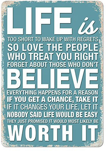 Slogan Life's Too Short... Quote Blue Metal Wall Sign Plaque Art Inspirational by Cirrus
