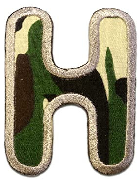 Komplettes Alphabet einzeln auswählbar - Aufnäher, Bügelbild, Aufbügler, Applikationen, Patches, Flicken, zum aufbügeln, Größe:, Alphabet/Buchstabe:Buchstabe H - 6.2x4.6cm