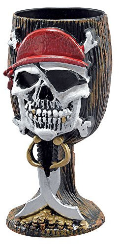 Bristol Novelty- Gobelet Verre à Pied Pirate, BA942, Multicolore, Taille Unique Halloween