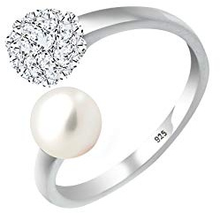 Perlu Ring Silber Perle und Swarovski