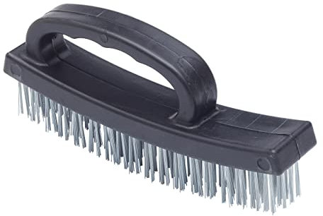 Fit For The Job 6 inch Wire Brush with Overgrip Knuckle Guard Easy Grip Handle, 4 Rows of Wire for Heavy Duty Paint & Grime Removal, Cleaning Rust, Grills, Tiles, Wood, Metal, Brick, Masonry, 6