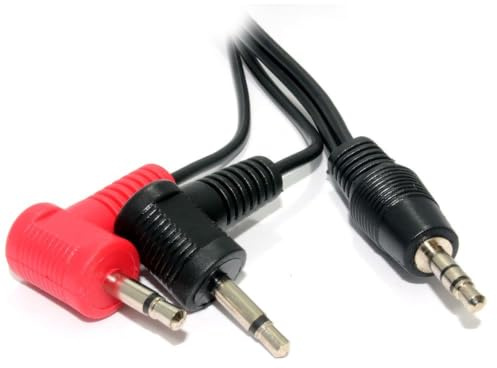 kenable 3.5mm Stereo Jack Plug to Twin 3.5mm Right Angled Mono Jack Plugs 1m [1 metres]