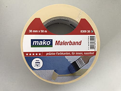 mako Klebeband Krepp-Abdeckband Malerklebeband 50 m gelb 38 mm Breite