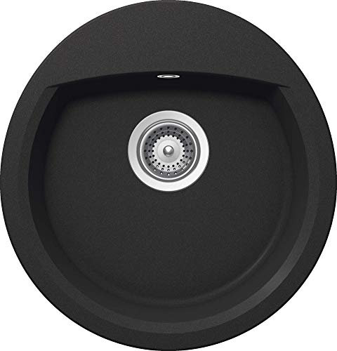 SCHOCK Küchenspüle Manhattan R-100 in Onyx I runde Granitspüle für 45 cm Unterschrank I kratzfestes pflegeleichtes Cristalite I tiefes Becken für mehr Komfort I Design Spüle mit Excenterbedienung