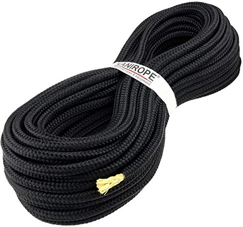 Kanirope® Polyesterseil mit Aramidkern Kevlarseil Seil PARABRAID 8mm 50m Schwarz geflochten