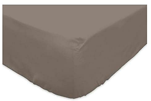 Soleil d'Ocre 92S422 Drap Housse Coton 57 Fils Uni Taupe 140 x 190 cm