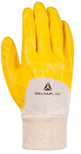 Deltaplus NI01510 Handschuh Mit Leichter Nitrilbeschichtung - Handrücken Offen, Gelb, Größe 10
