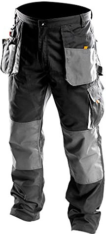 NEO TOOLS Profi Arbeitshose Multifunktion Bundhose, Sicherheitshose, Oxford-Stoffverstärkungen, verstärkte Taschen, Dreifachnähte, Kniepolsterlöcher, Berufsbekleidung Hose Gr. 48 (S)