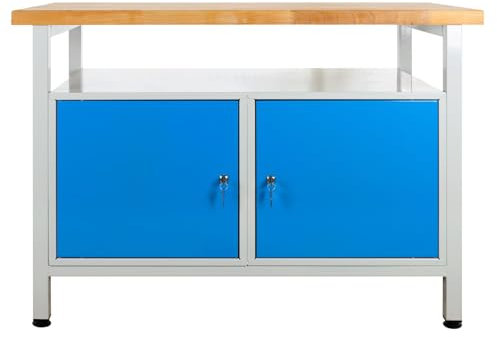 ADB Werkbank 1200x600x840mm Werktisch Arbeitstisch Metall Packtisch 2 Türen