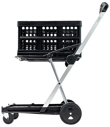 CLAX® Transportwagen | Faltwagen | Etagenwagen | mit gratis Faltbox | schwarz (Black Edition) | klappbar