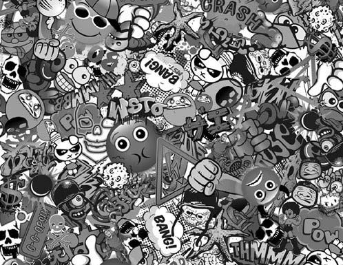 MST-DESIGN Wassertransferdruck WTD Folie Stickerbomb schwarz/Weiss I CD-574-MS-1 I 1 Meter in 100 cm Breite I Wassertransferdruckfilm WTP Water Transfer Printing