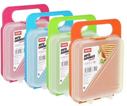 Tatay Brotdose Sandwich Lunchbox,, erweiterbare, BPA frei, wiederverwendbare, Geschirrspüler & MWO, Gefrorenes bis -40º, 1 PC, Zufall. Messung der 14 x 4 x 18 cm