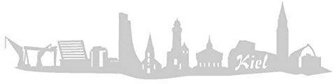 skyline4u Kiel Aufkleber Kiel Skyline viele Farben in 8 Größen und 25 Farben (15x3cm Silber)