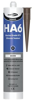 Bond It Brown HA6 Silicone Sealant High Modulas safe for RTV fresh or marine salt water aquarium fish tanks - EU3 Cartridge (approx. 310ml)