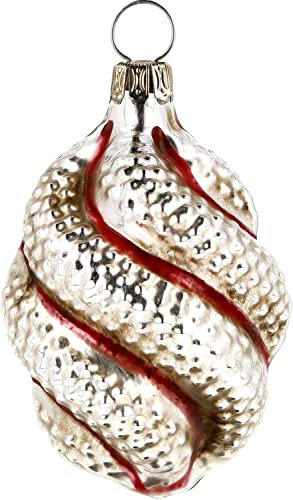 Marolin Glas 'Olive mit Twist und roten Streifen, patiniert