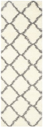 SAFAVIEH Montreal Shag Collection 2'3 x 5' Ivory/Grey SGM866B Trellis Non-Shedding Living Room Bedroom Dining Room Entryway Plush 2-inch Thick Accent Rug