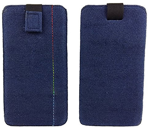 handy-point 5,5 Zoll Filztasche, Handytasche, Handyhülle, Tasche, Hülle Schutzülle aus Filz für Apple iPhone, Samsung, Huawei P7, Wiko Slide, Lenovo Vibe, Kazam Trooper, LG, OnePlus, Blau Dunkel