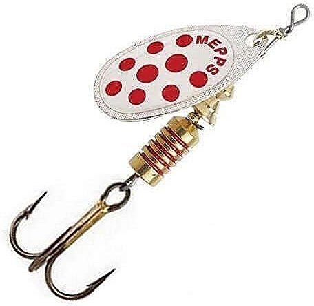Mepps - Cucchiaino speciale per pesca alla trota Aglia, multicolore, ARGENT POINTS ROUGES X1, 1