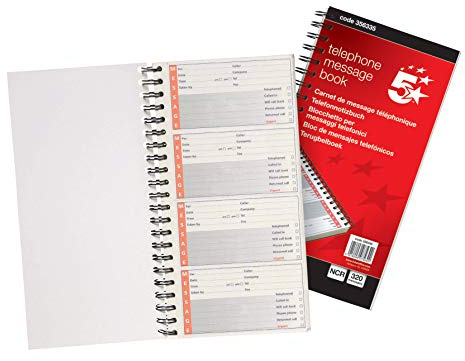 5 Star Telephone Address Book Message Book Wirebound Notebook 320 Notes 80 Pages 279x152mm