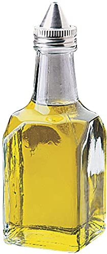 Olympia Glass Oil and Vinegar Cruets 147x53mm (Pack of 12) | Features an innovative, space-saving design to neatly store and serve essential table condiments in commercial settings.