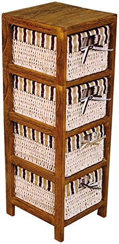 Hansen Korb 3403/4 Holzregal mit 4 Maisstrohkörben/mit braun/beige gestreiftem Stoff/B 27 T 30 H 81 cm