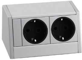 Schulte 159800006500 Evoline R-Dock, 2 x VDE Steckdosen Aluminium