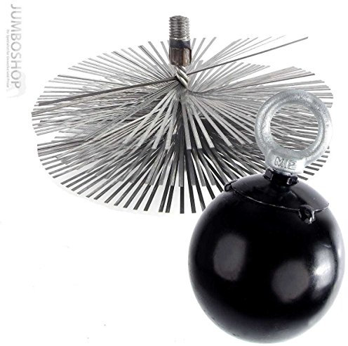 HOLZBRINK 400mm Kaminbesen FEDERSTAHL + Zuggewicht - Kehrbesen Zugbesen Rußbesen Schornsteinfeger Besen Kamin reinigen Schornstein gemauert