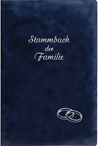 Stammbuch Ringe, blau, Velours, Prägung Silber, Stammbuchformat