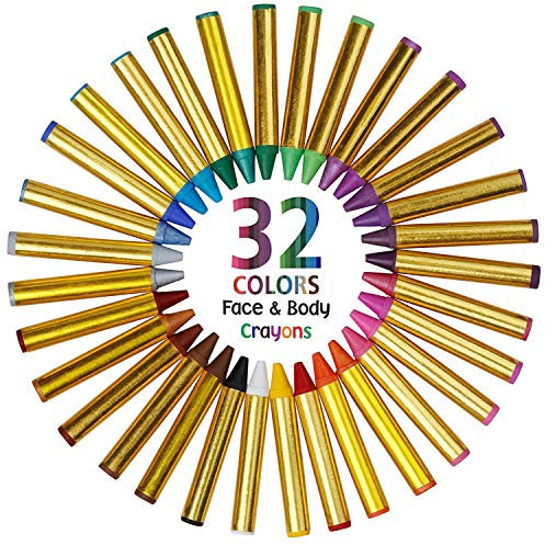 Dress Up America 32 Color Vibrante Stix Face Paint Mega Pack Crayones Seguros Y No Tóxicos para La Cara Y El Cuerpo