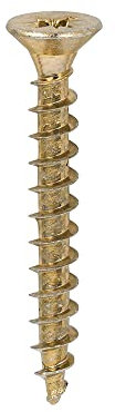 TIMCO Solo Chipboard & Woodscrews - Gold - 5.0 x 40 - Box of 200 - A Single Thread woodscrew mainly Used in Various Types of Timber and Man-Made Boards or into Masonry with The use of Plastic Plug