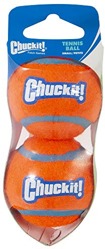 Chuckit! Dog Tennis Ball Dog Toy, Small (2 Inch Diameter) for dogs 0-20 lbs, Shrink Wrap Pack of 2