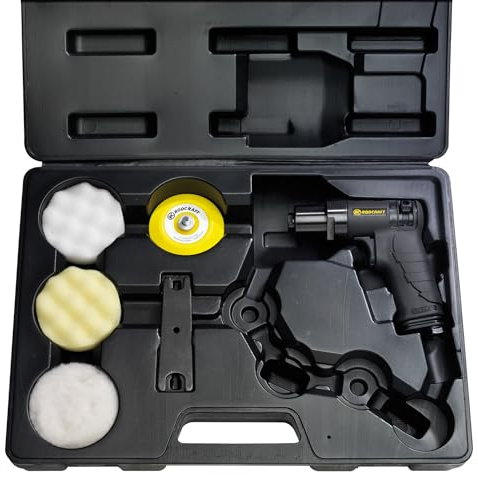 Rodcraft RC7682K Druckluft Exzenterschleifer Set | Inkl. 50 mm und 75 mm Schleifpad sowie Schleifblättern. Für vielseitige Schleif- und Finisharbeiten