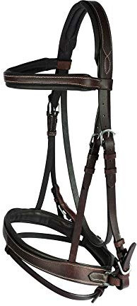 HORZE Pferde Trense Venice, Zaumzeug mit Zügel für Warmblut, Vollblut und Pony, Braun, P