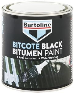 Bartoline Bitumen Paint Black 1L – Solvent-Based Waterproofing and Anti-Rust Paint for Steel, Iron, Timber, Concrete & Brick Easy Brush Application, Gloss Finish
