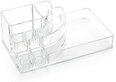 Kamay's Large 8 Compartments Circular-arc Multifunction Transparent Acrylic Desktop Cosmetic Display Stand Case For Lipstick Makeup Brush Nail polish Essential oil (SF-1118)