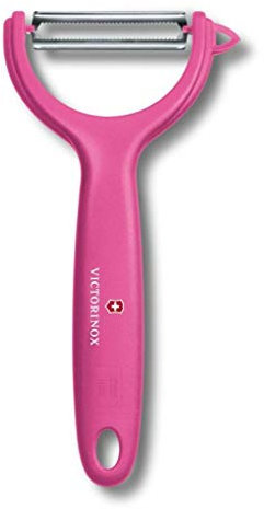 Victorinox, pela-verdure per pomodori e kiwi con lama seghettata in acciaio inox a doppio taglio, fucsia