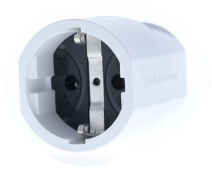 as - Schwabe PVC Kupplung - Schutzkontaktkupplung mit doppeltem Schutzkontakt - Anschluss Leitungen bis max. 1,5mm² - 230V - 16A - IP20 - Weiß, 62224