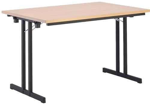 Certeo Klapptisch | HxBxT - 720 x 1400 x 800 mm | Extra Starke rechteckige Platte | Gestell schwarz - Platte Buche-Dekor | Klapptisch Mehrzwecktisch Konferenztisch