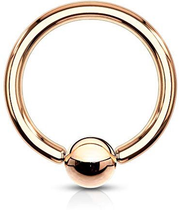 Paula & Fritz® Brustwarzen-Piercing Captive Bead Ring Klemm-Kugel Chirugenstahl Edelstahl 316L roségold ALLE Größen GRR-16103