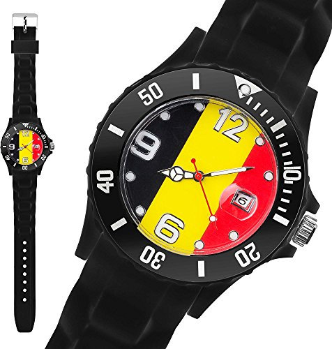 Taffstyle® Fanartikel Silikon Armbanduhr Fussball Länder Flaggen Style Belgien