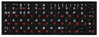 Russische Tastatur-Aufkleber für PC, Laptop, Computer-Tastaturen Tastaturen (schwarz Etiketten, rot/weiße Buchstaben) русские наклейки Russische Tastaturaufkleber