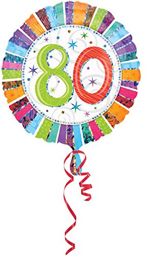 Amscan 16074 01 - Standard Folienballon Radiant Birthday 80, circa 43 cm, Heliumballon, Geburtstag
