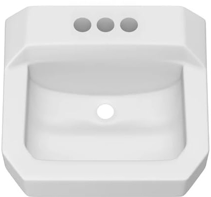 PROFLO PF5414 19-5/8 Rectangular Vitreous China Wall Mounted Bathroom Sink with Overflow and 3 Faucet Holes at 4 Centers - White