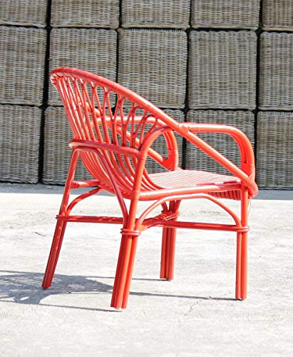 Armlehnstuhl, Rattan, Rattan Lackiert, rot, Sitzhöhe 45/39 cm, Sitzbreite 44/31 cm, Sitztiefe 41 cm