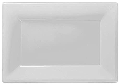 Amscan 997427 - Frosty White Rectangular Plastic Serving Platters - 3 Pack
