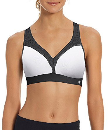 Champion Damen, Kurviger, Moderater Stütz, Niedrig Geschnittener Sport-BH, Undurchsichtige, Weiß/Schwarz, X-Large