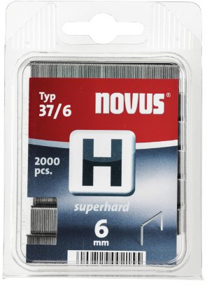 Novus Feindrahtklammern 6 mm superhart, für Hammertacker, 2000 Tackerklammern vom Typ H37/6, Heftmittel aus Stahldraht, 042-0369, 2000 Stk