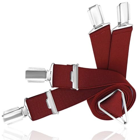 LINDENMANN Hosenträger Herren Made in EU bordeaux Länge 120 cm X-Form mit 4 Clipsen 30 mm breit